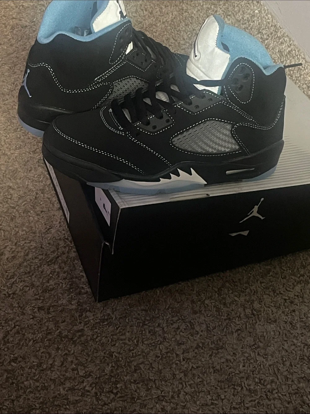 Jordan Men’s Athletic Shoes - Black/Light Blue/White